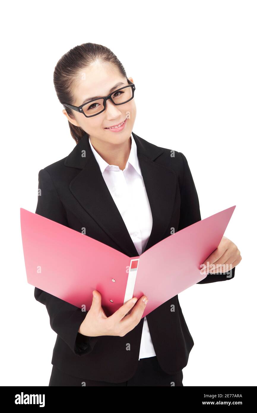 Femme d'affaires avec dossier photo de haute qualité Banque D'Images
