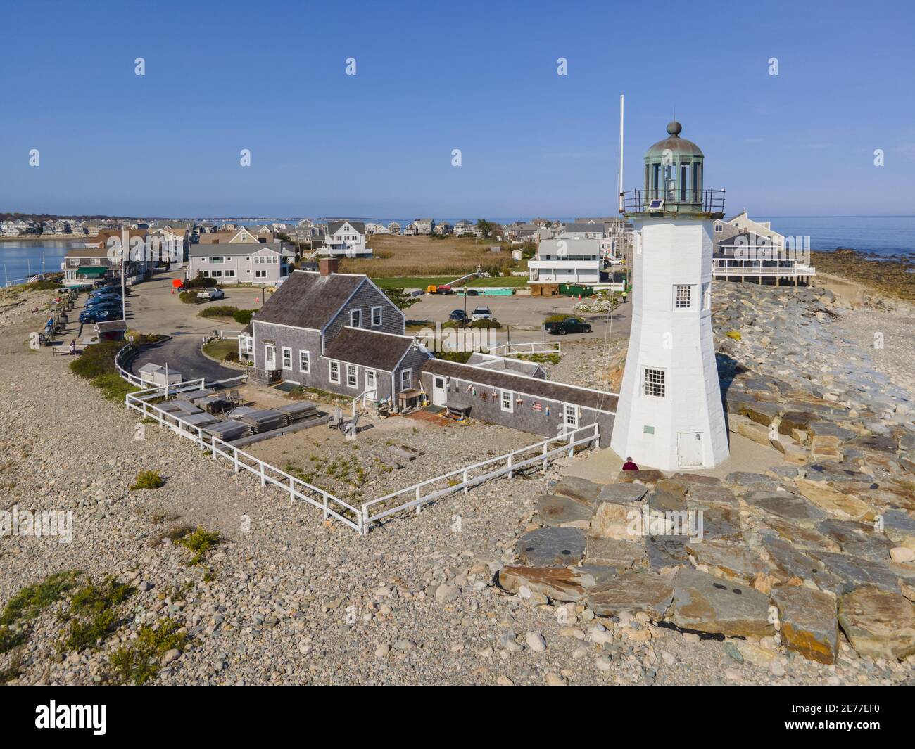 Le vieux phare de Scituate est un phare historique situé sur Cedar point dans la ville de Scituate, Massachusetts ma, Etats-Unis. Banque D'Images