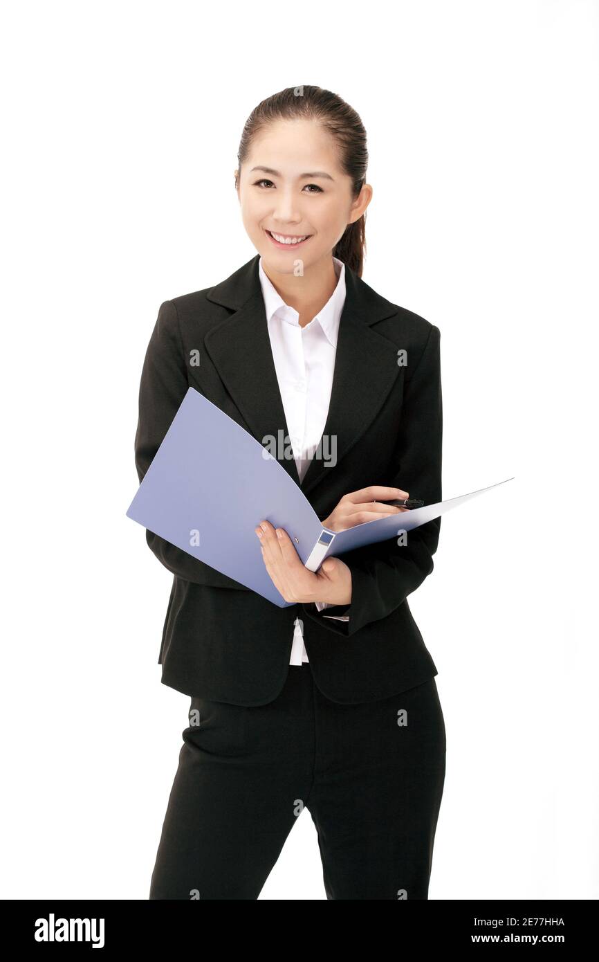 Femme d'affaires avec dossier photo de haute qualité Banque D'Images