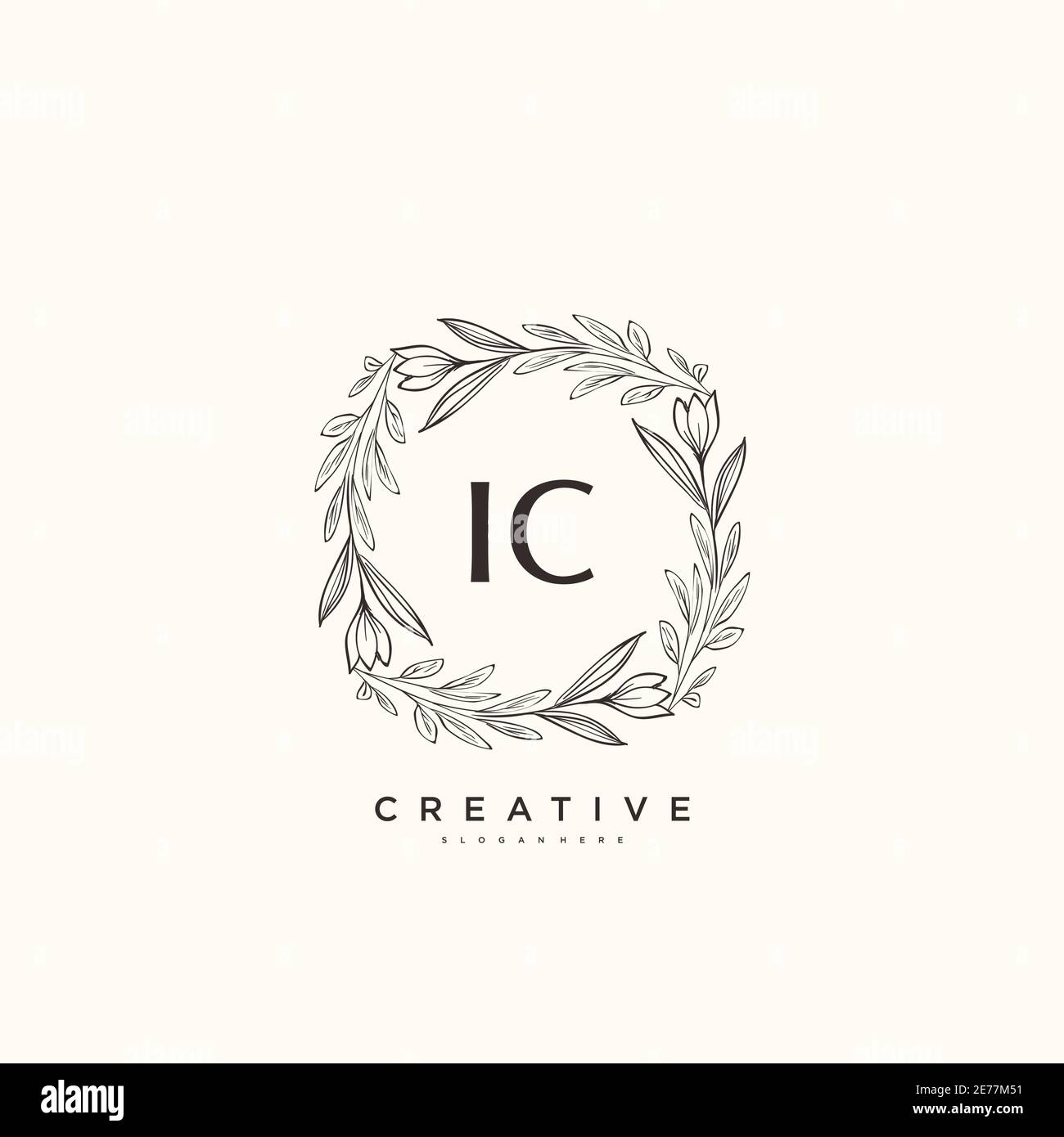 IC Beauty vector logo initial art, écriture logo de signature initiale, mariage, mode, joaillierly, boutique, floral et botanique avec la température créative Illustration de Vecteur