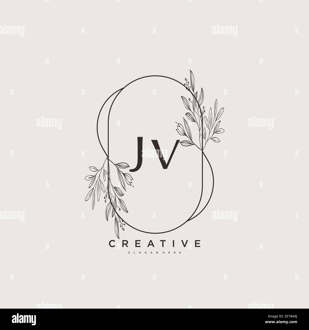 JV Beauté vecteur logo initial art, écriture logo de la signature initiale,  mariage, mode, bijoux, boutique, floral et botanique avec la température  créative Image Vectorielle Stock - Alamy