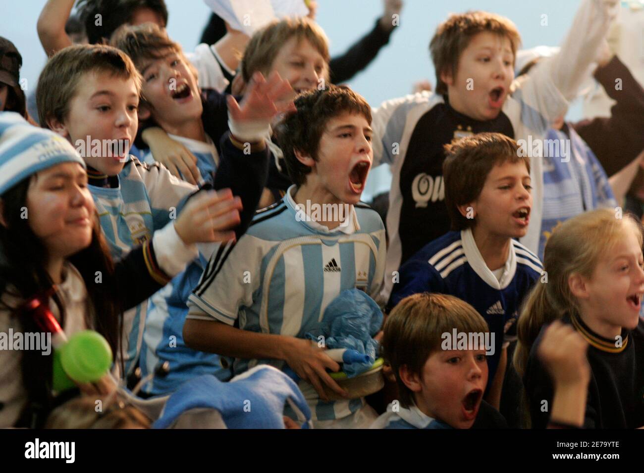 School Children At Jean Piaget Colegio In Buenos Aires Celebrate An Argentina S Goal As They Watch The Argentina Versus South Korea Group B World Cup Match On A Television In Their Classroom