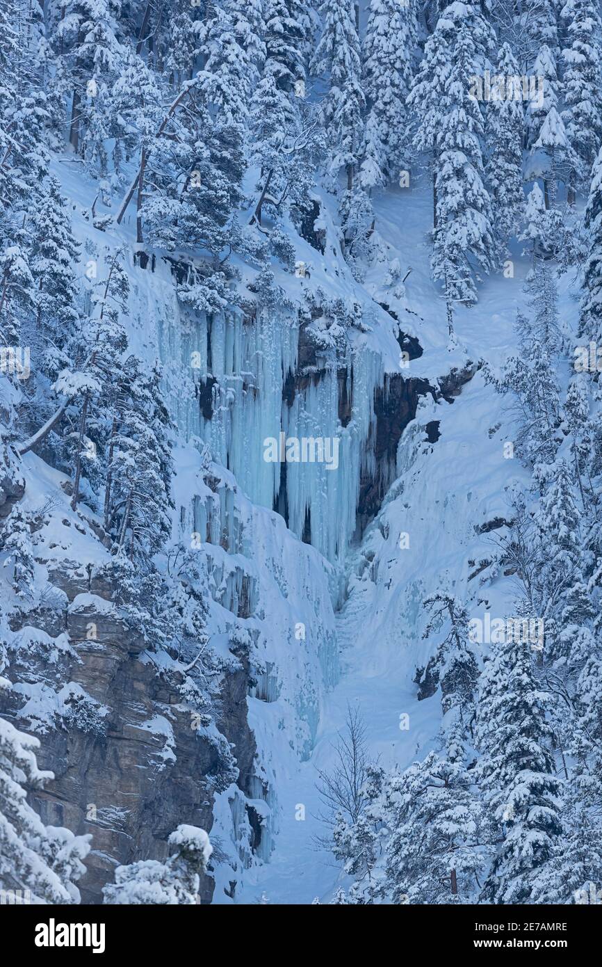 Une chute d'eau gelée. Banque D'Images