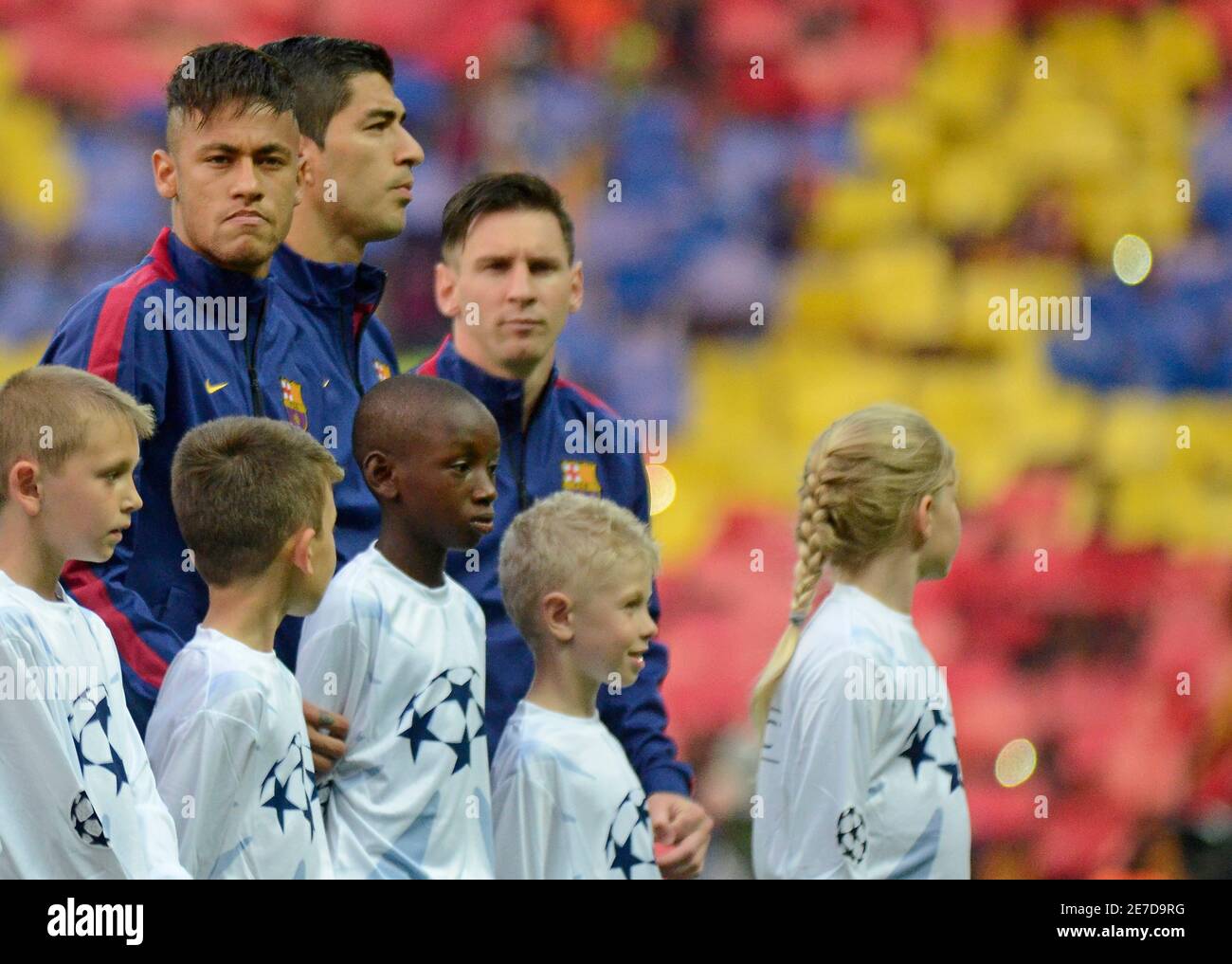 BERLIN, ALLEMAGNE - 6 JUIN 2015 : Neymar photographié lors de la finale de la Ligue des champions de l'UEFA 2014/15 entre Juventus Torino et le FC Barcelone à l'Olympiastadion. Banque D'Images