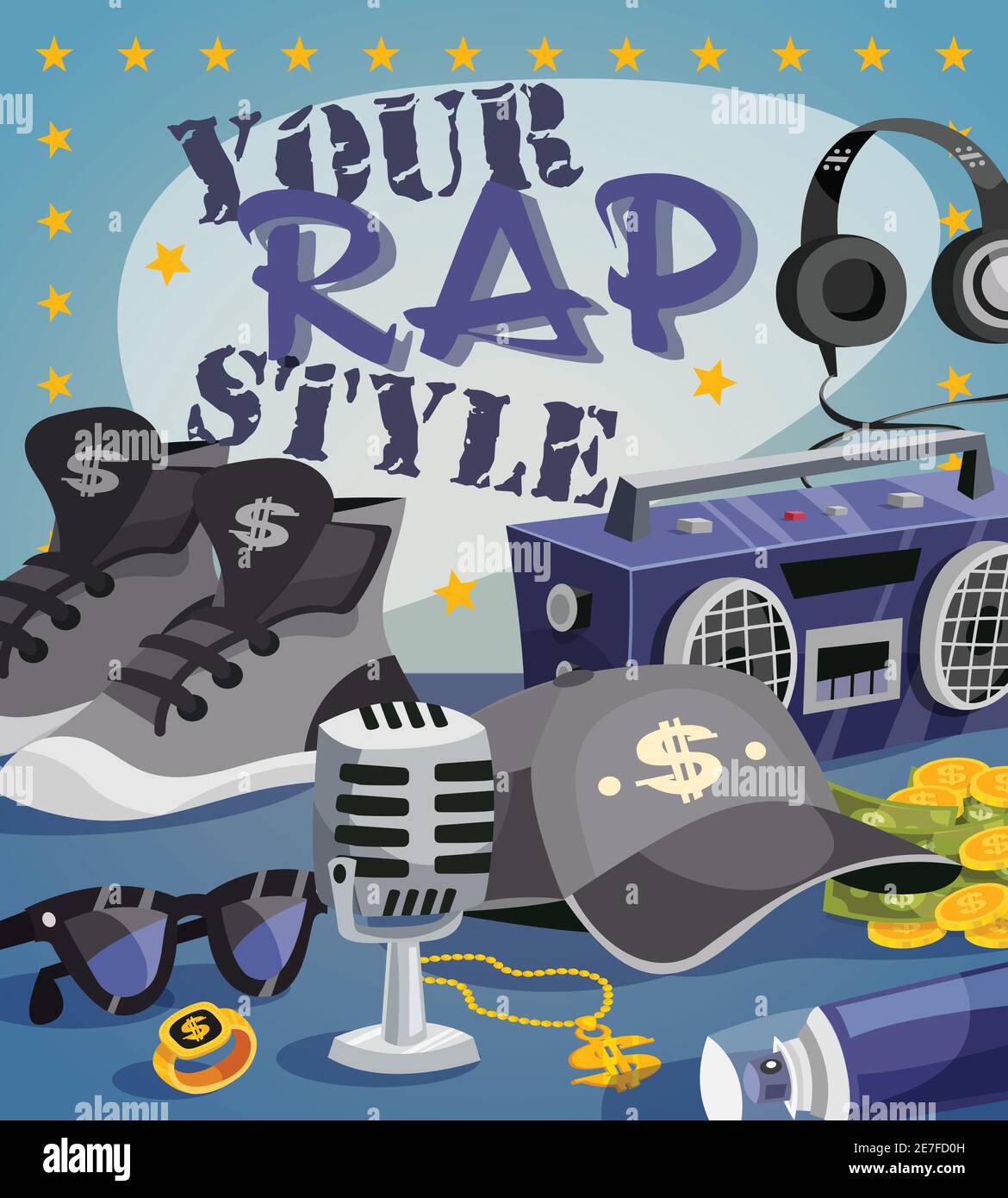 Concept De Musique RAP Avec Dessin Anim Style Hip hop l ments 