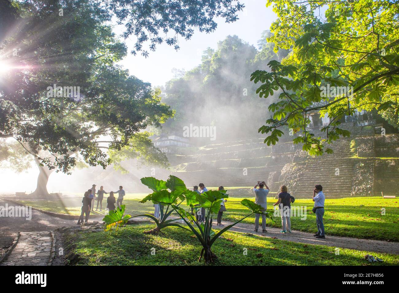 La tombe du Quenn Rouge à Palenque, Ancint Mayan City au Mexique. Banque D'Images