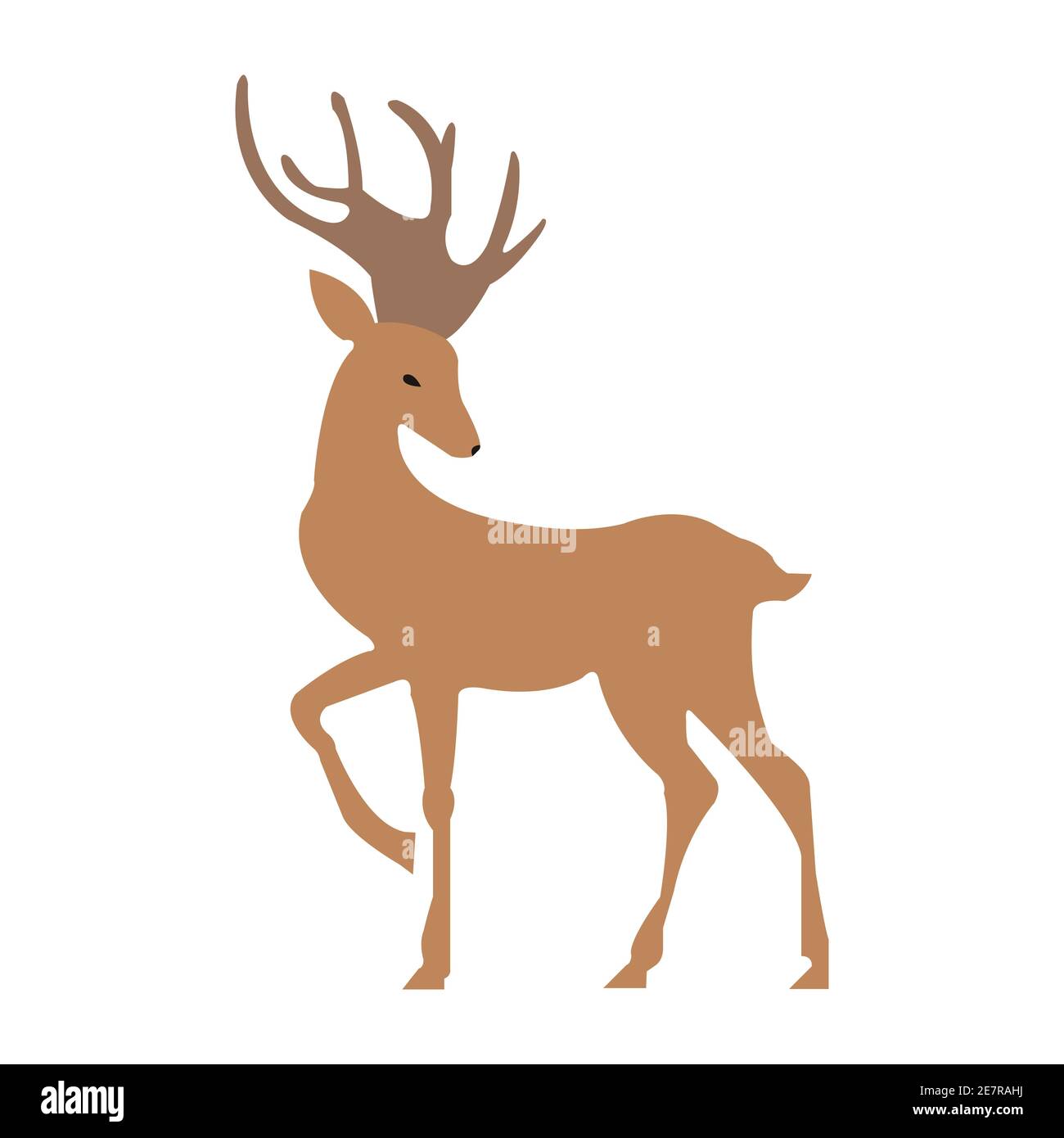 Elégant cerf brun sur fond blanc et propre Illustration de Vecteur