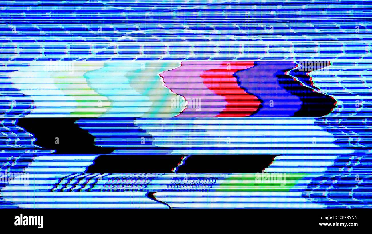 Modèle de test TV généré par un Monoscope avec une tension de bruit Effet – photo originale d'un téléviseur d'époque Banque D'Images