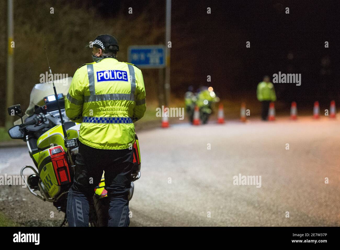 Stirling, Écosse, Royaume-Uni. 30 janvier 2021. Photo : l'autoroute M9 a été verrouillée entre les jonctions 9 et 11 en raison d'un incident de police en cours. Aucun autre fait n'a été mis en lumière actuellement. Crédit : Colin Fisher/Alay Live News Banque D'Images