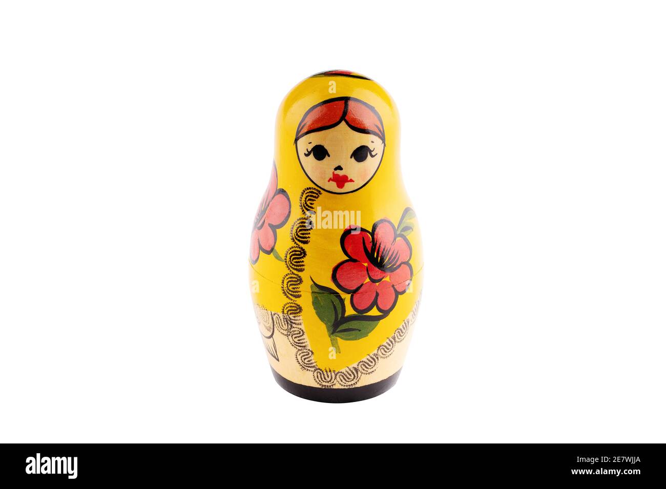 poupée de nidification russe jaune isolée sur fond blanc Banque D'Images