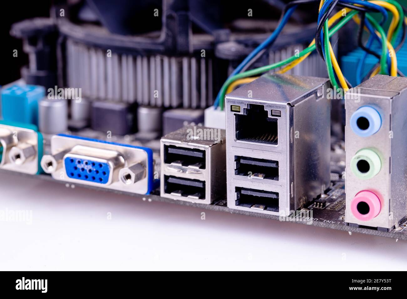 Panneau arrière de la carte mère d'E/S d'entrée et de sortie Banque D'Images