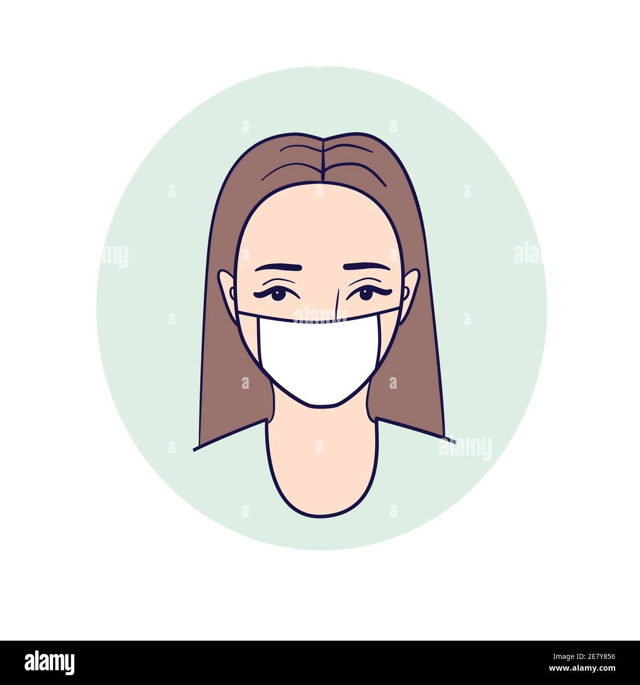 Fille portant un masque de santé. Masque d'assainissement protéger la santé. Masque de protection contre la poussière. Illustration de Vecteur