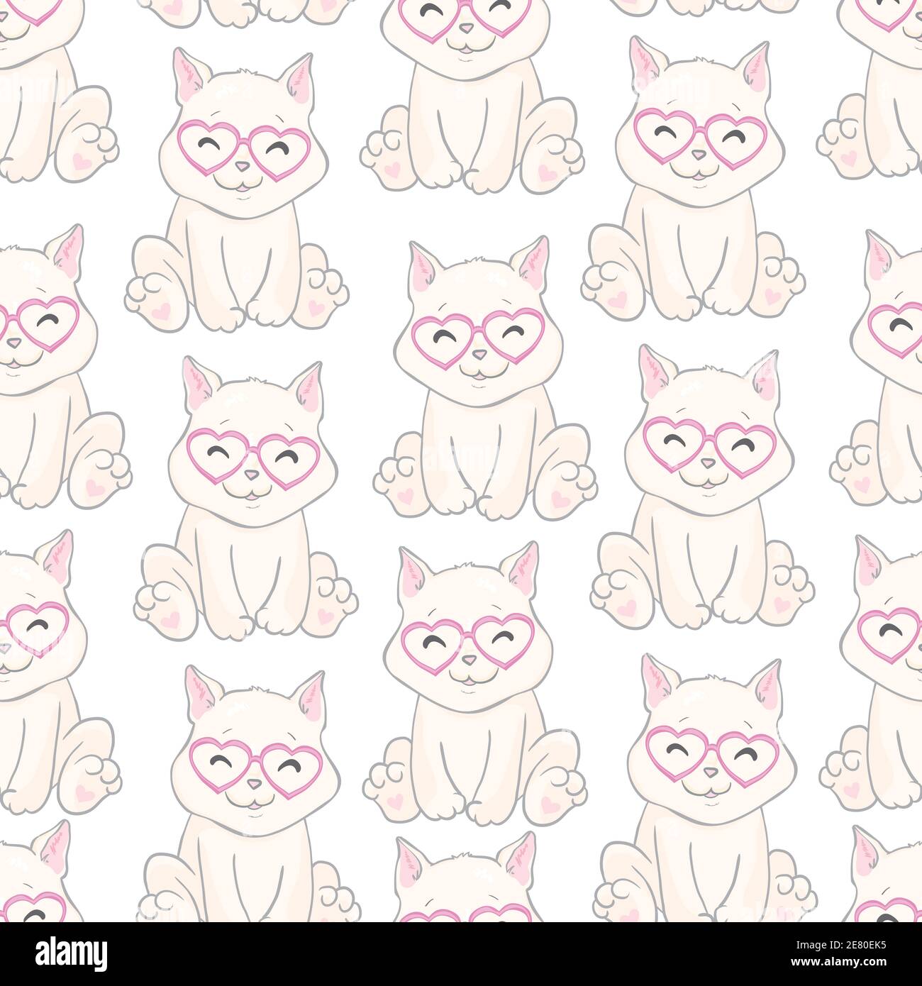 illustration vectorielle sans couture à motif chat mignon Illustration de Vecteur