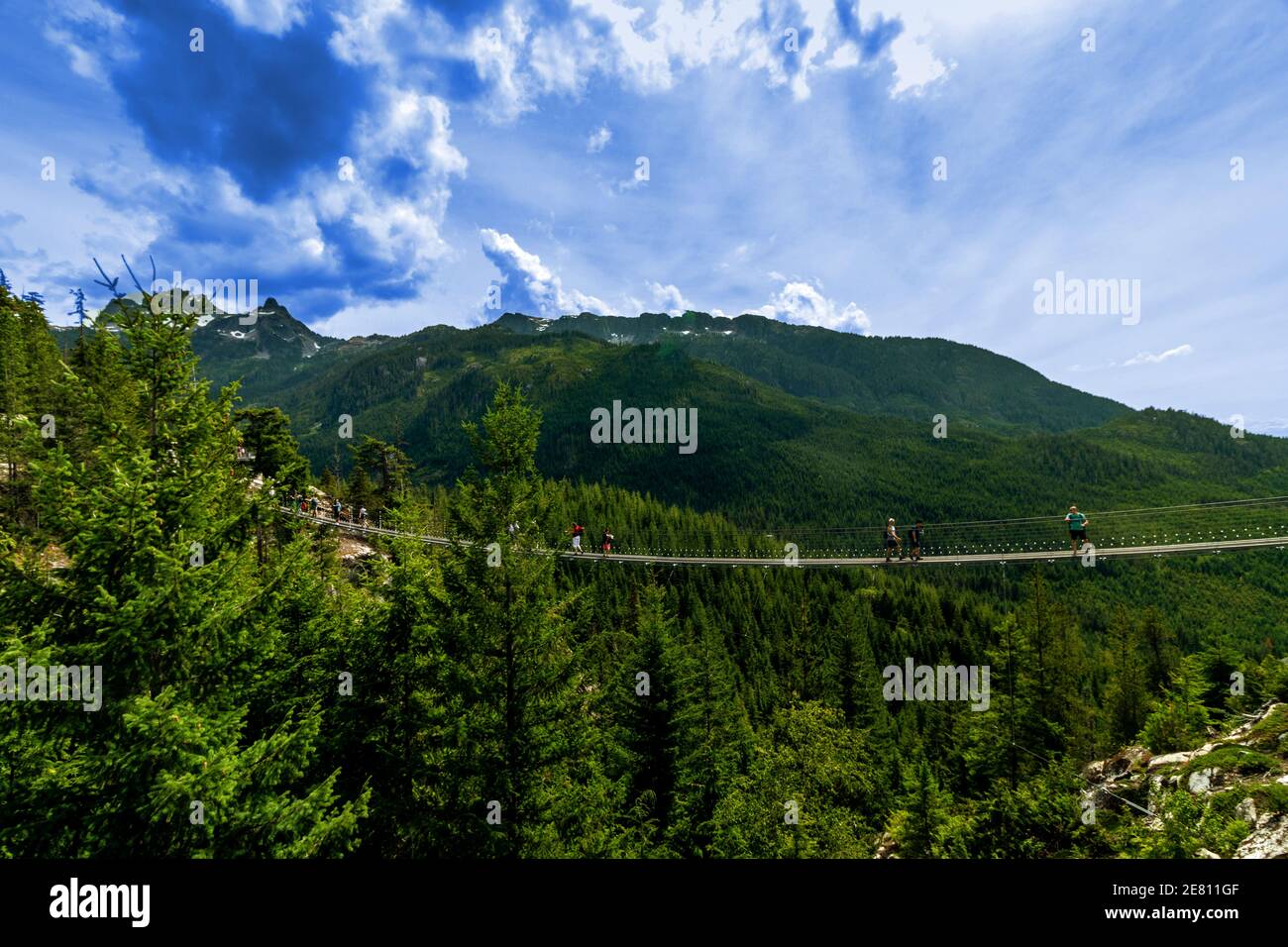 Passerelle sur deux montagnes au sommet de la colline, Squamish, C.-B., Canada. Squamish est une ville animée entre Vancouver et Whistler, en Colombie-Britannique, au Canada, famo Banque D'Images