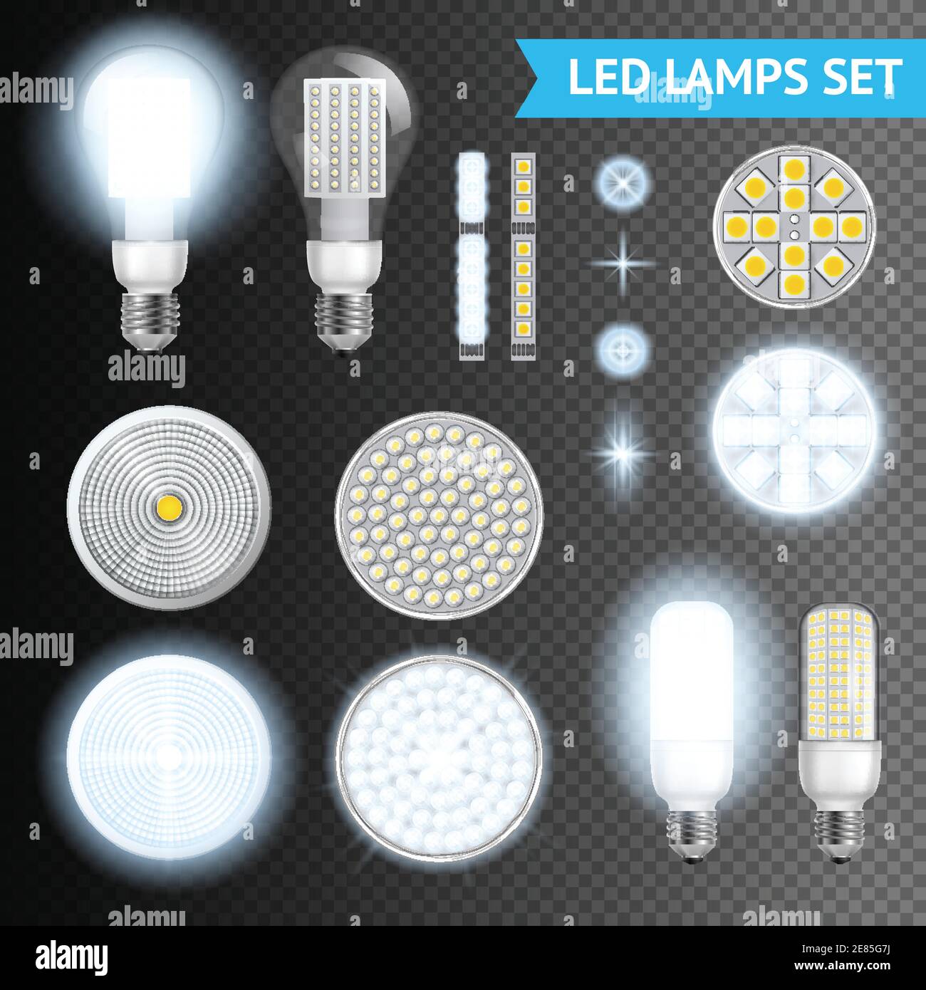 Effets de lumière et de lampes LED réalistes de tailles et de formes  différentes isolées sur un arrière-plan transparent vecteur réaliste  illustrat Image Vectorielle Stock - Alamy