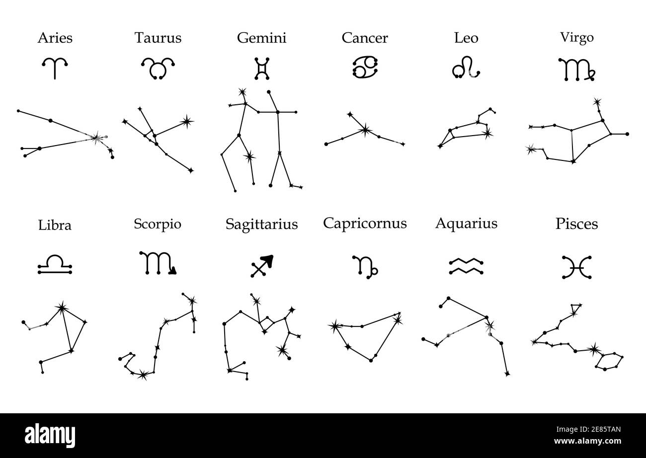 Ensemble vectoriel de symboles astrologiques du zodiaque et des ...