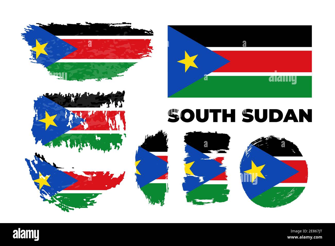 Résumé bonne journée d'indépendance du Sud Soudan avec un pinceau national drapeau Illustration de Vecteur