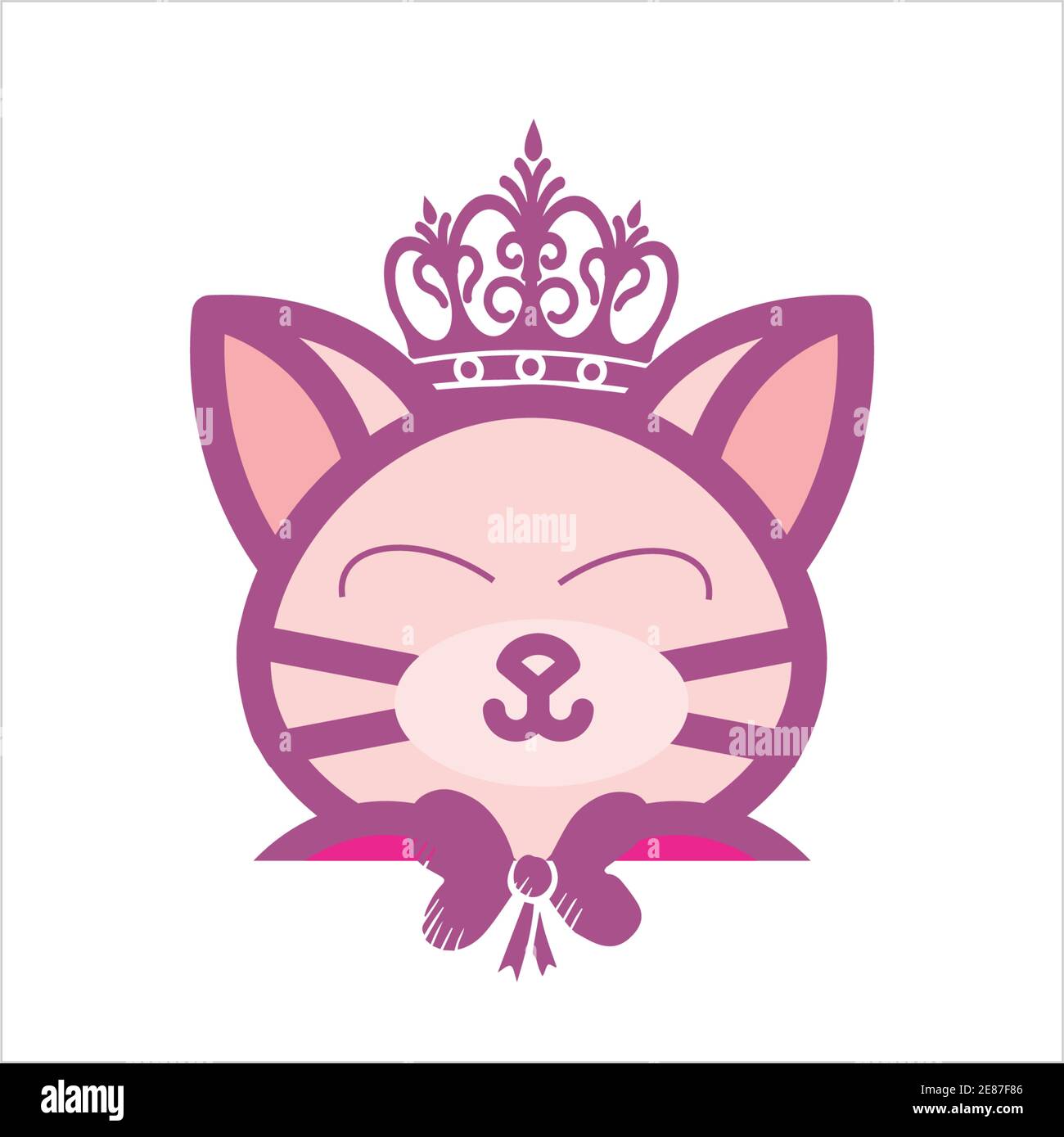 adorable beauté kitty roi poupée logo et illustration Illustration de Vecteur