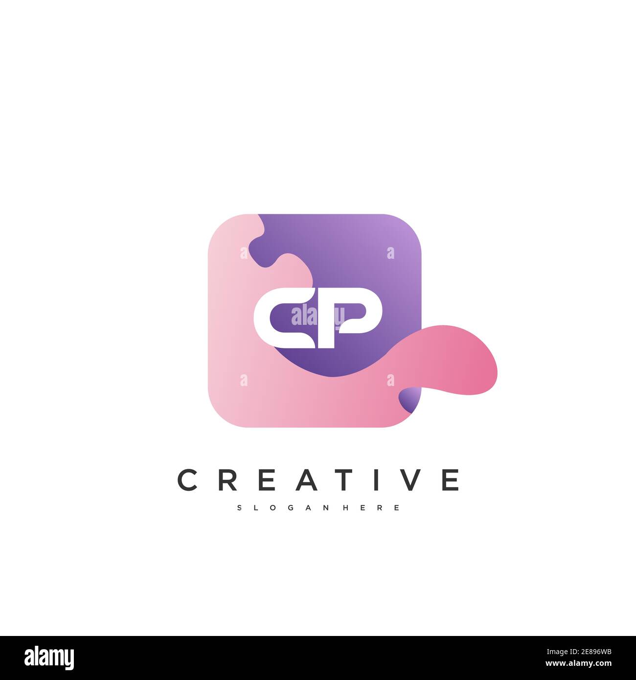 CP lettre initiale logo éléments de modèle de conception avec WAVE art coloré Illustration de Vecteur