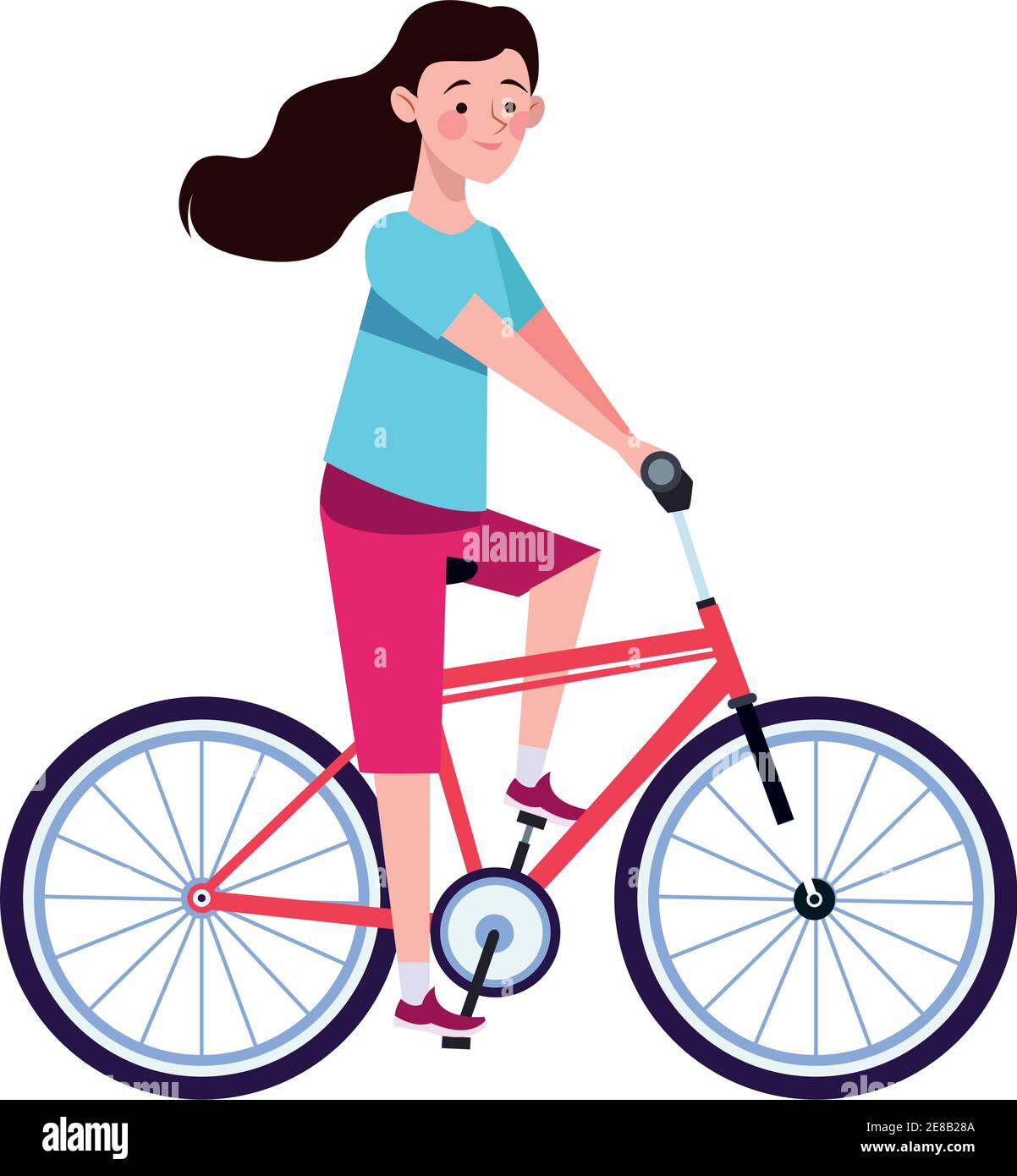 femme en vélo personnage sain style de vie vecteur illustration design  Image Vectorielle Stock - Alamy