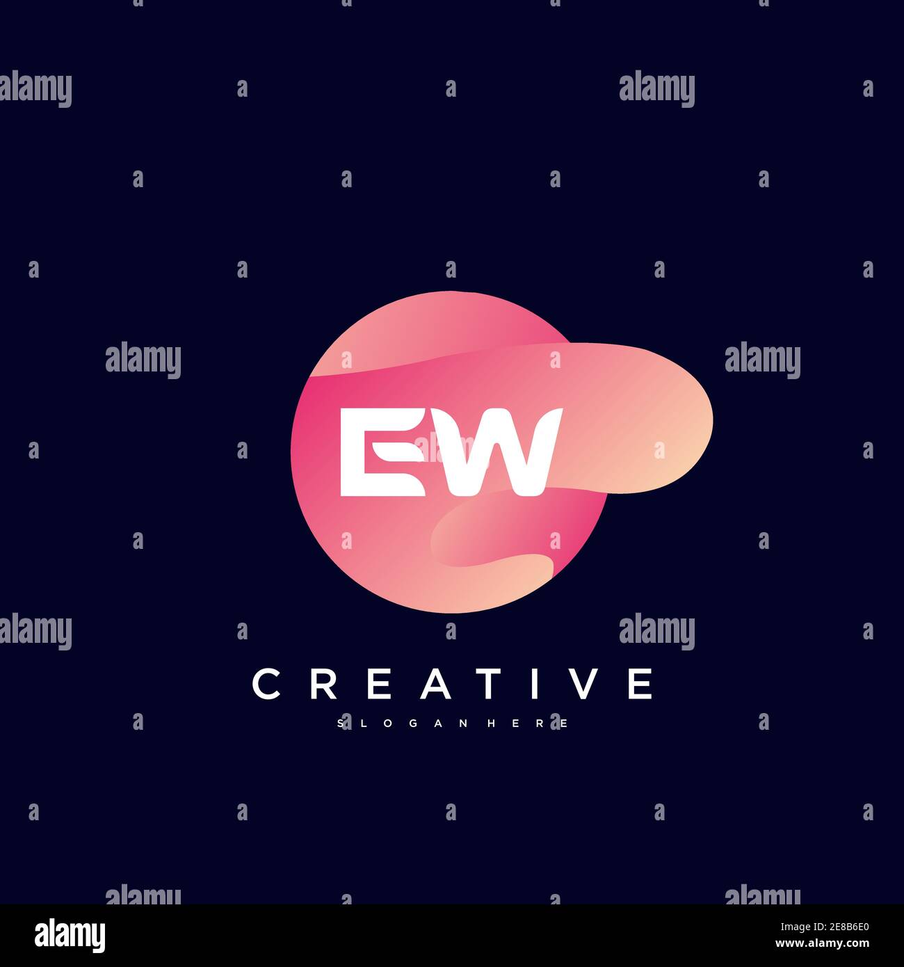 Éléments de modèle de conception d'icône de logo de lettre initiale EW avec WAVE art coloré Illustration de Vecteur