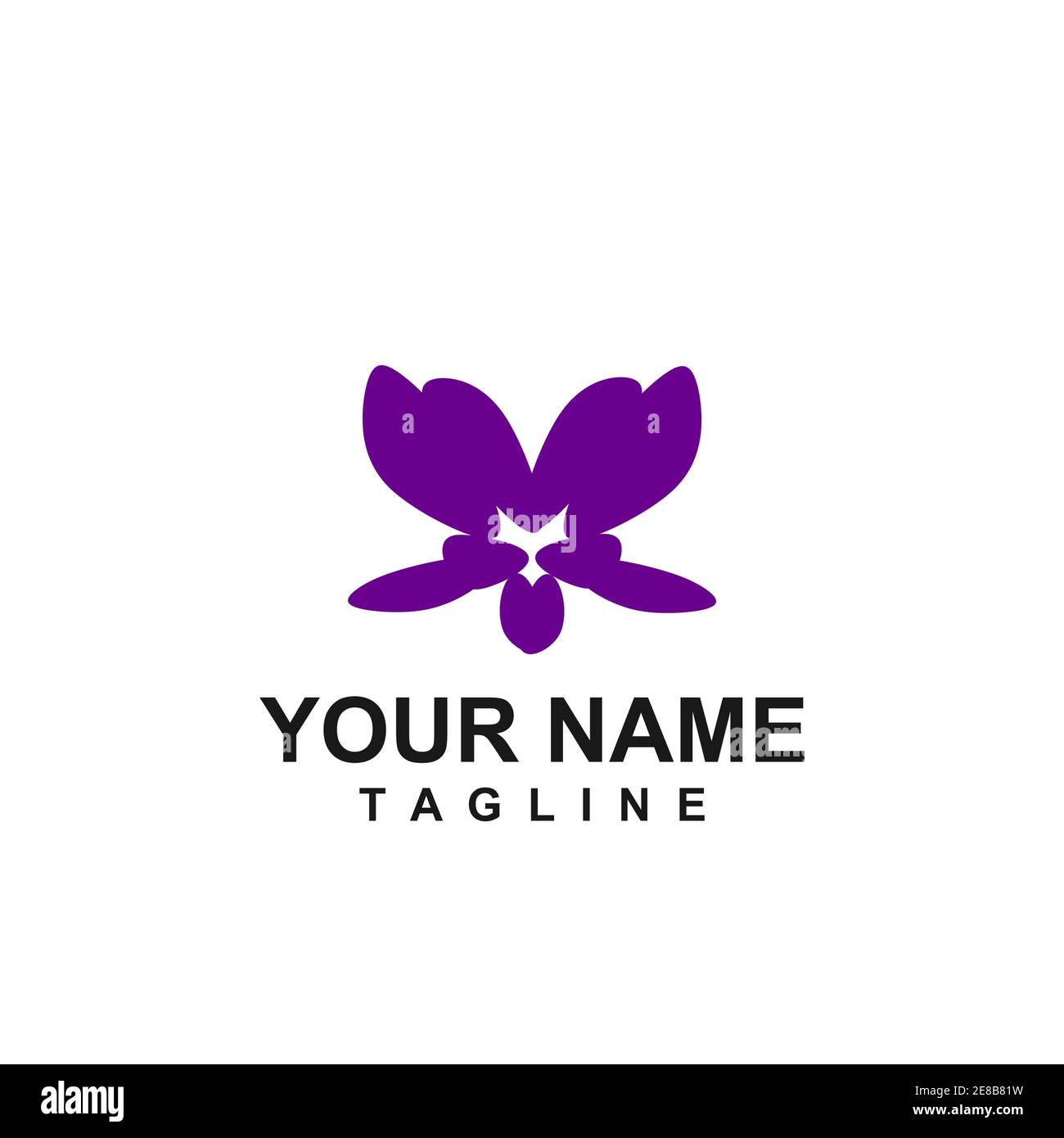 logo et icône représentant un vecteur de fleur d'orchidée violet simple Illustration de Vecteur