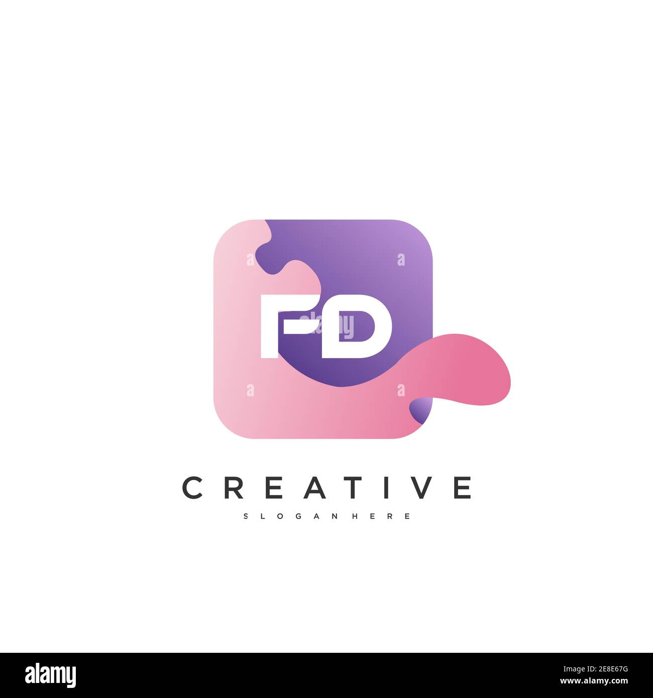 FD lettre initiale logo éléments de modèle de conception avec WAVE art coloré Illustration de Vecteur