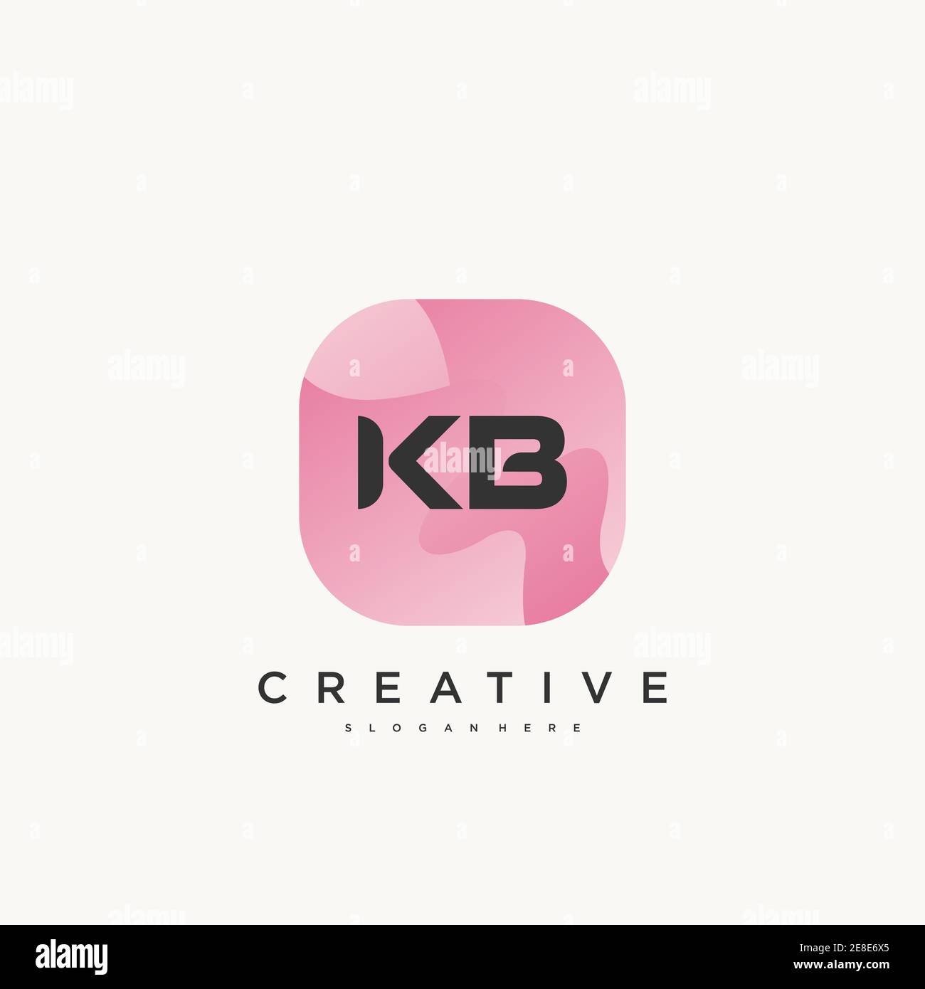 KB lettre initiale logo éléments de modèle de conception avec WAVE coloré Illustration de Vecteur