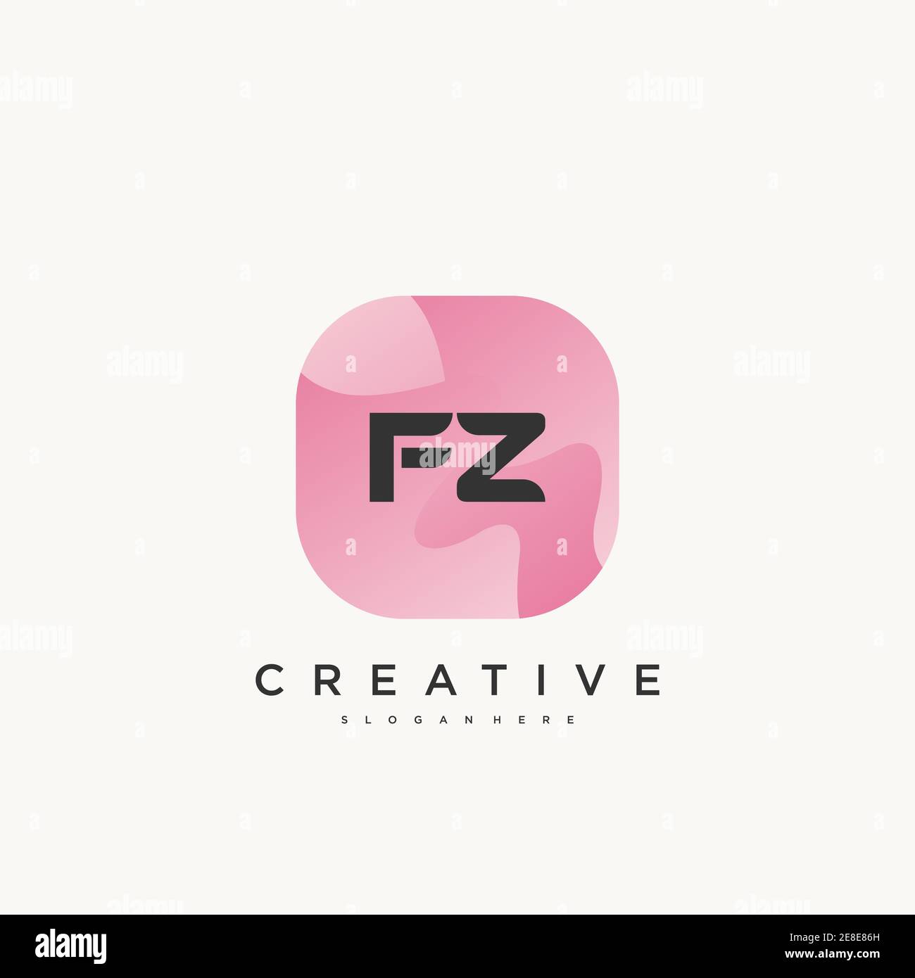 FZ lettre initiale logo éléments de modèle de conception avec WAVE art coloré Illustration de Vecteur