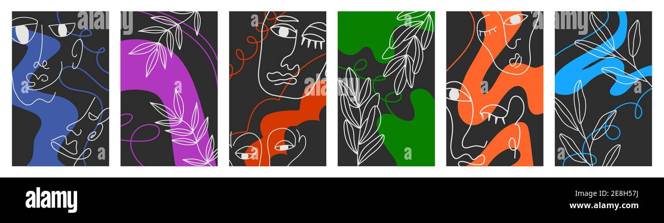 Ensemble de feuilles et fleurs diverses, formes abstraites Illustration de Vecteur