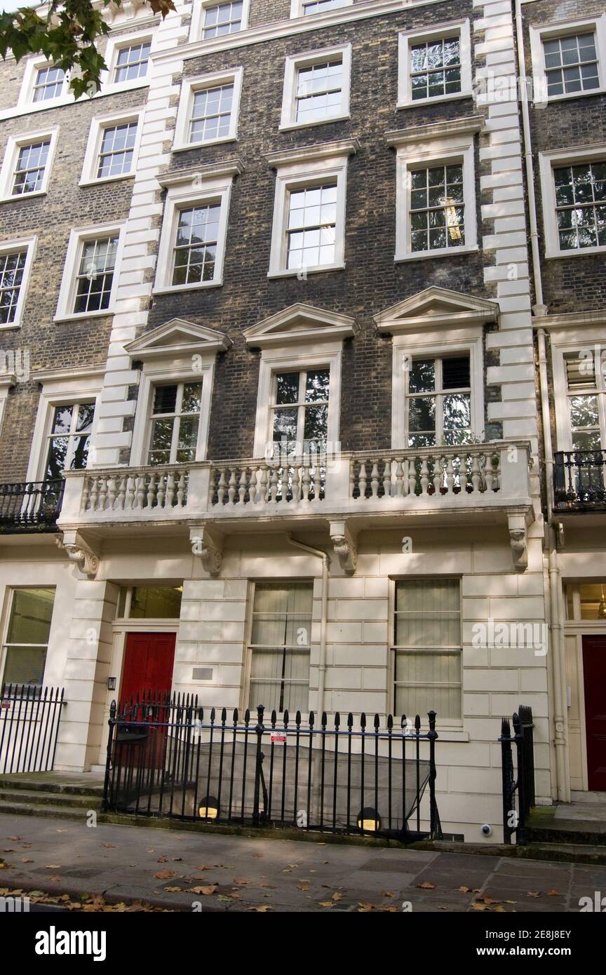 Le groupe Bloomsbury, dont Virginia Woolf et Lytton Strachey, se réunit dans cette maison de Gordon Square à Londres pendant la première moitié du XXe siècle. Banque D'Images