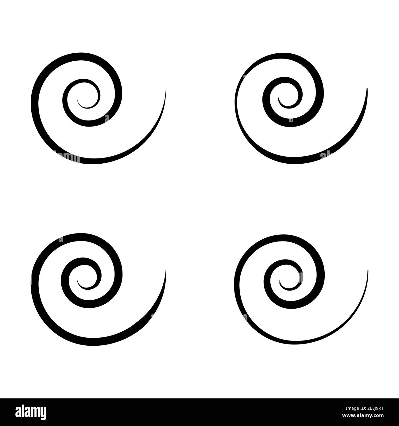 Icône de l'ensemble de spirales isolée sur fond blanc. Forme moderne noire, illustration vectorielle . Illustration de Vecteur