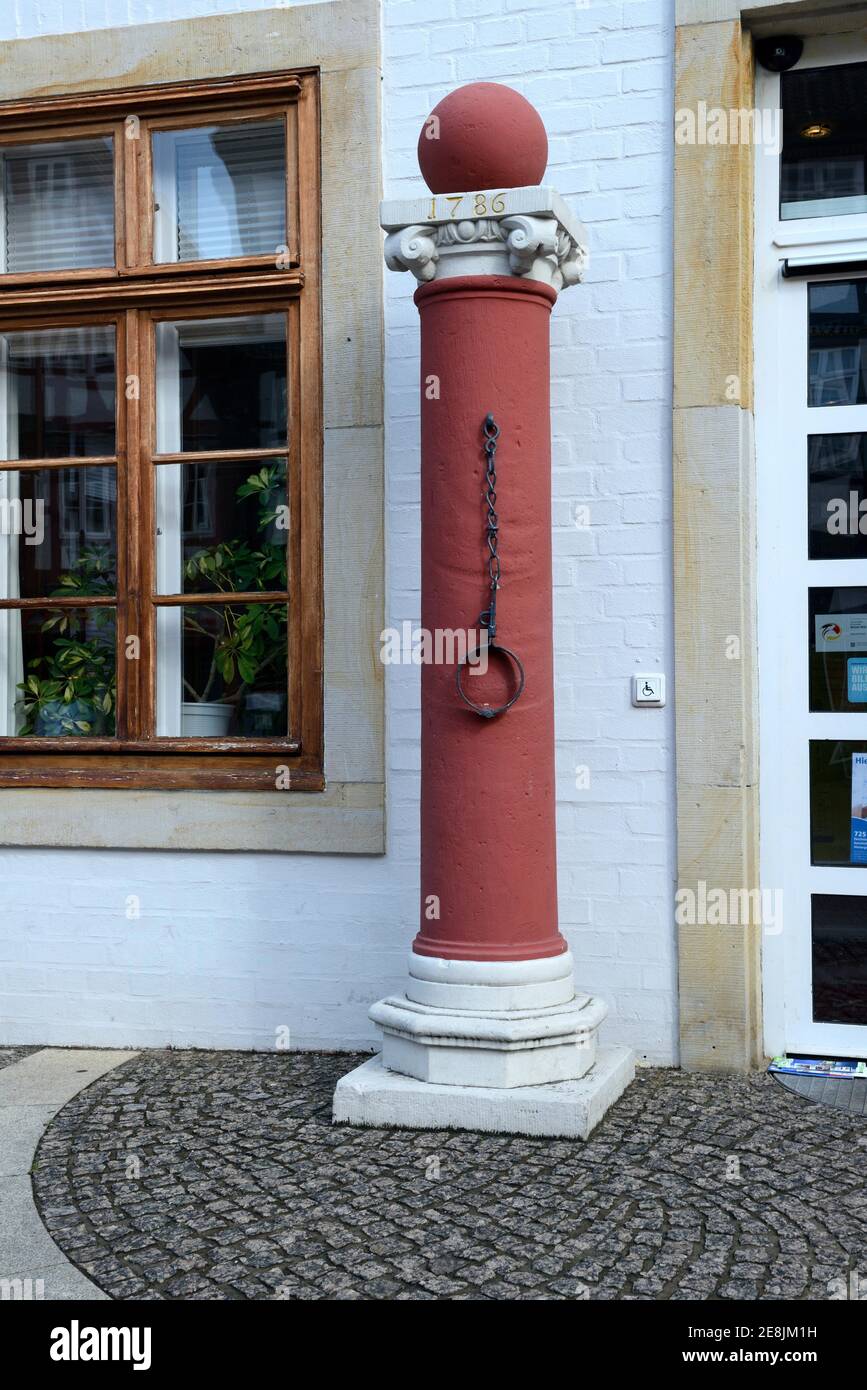 Pilori à l'ancienne mairie, celle, Basse-Saxe, Allemagne Banque D'Images