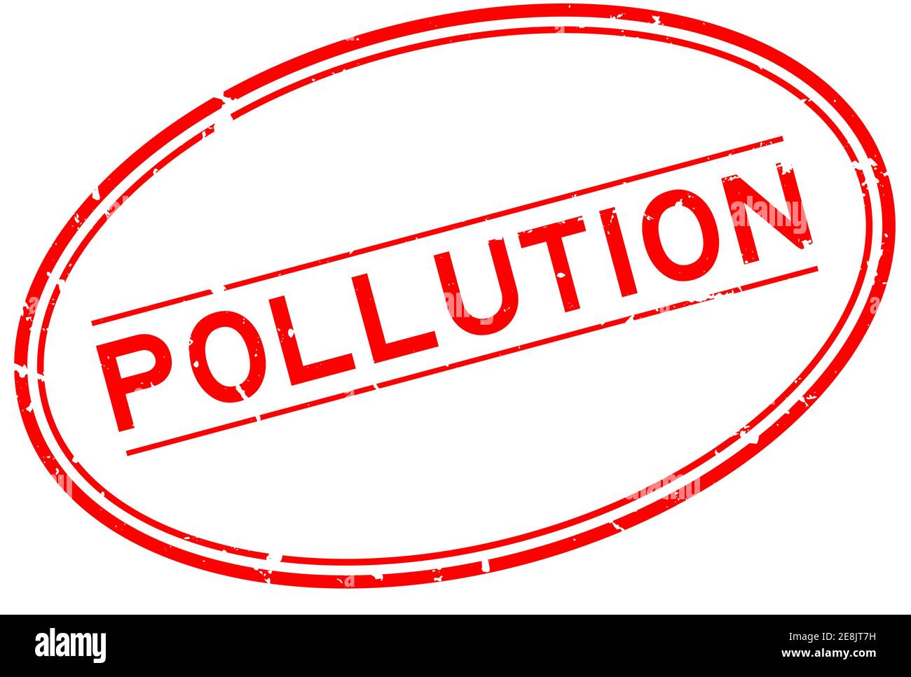 Grunge rouge mot pollution ovale joint caoutchouc timbre sur blanc arrière-plan Illustration de Vecteur