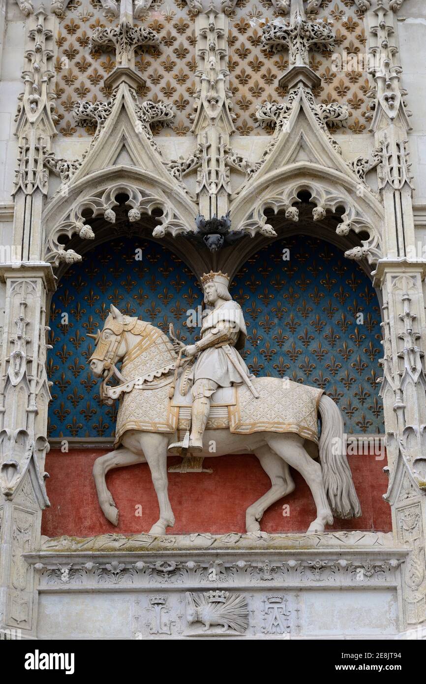 Statue équestre du roi Louis XII, Château de Blois, Blois, Centre, France Banque D'Images