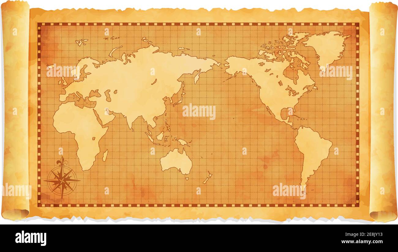 Illustration vectorielle de la carte du monde ancienne Illustration de Vecteur
