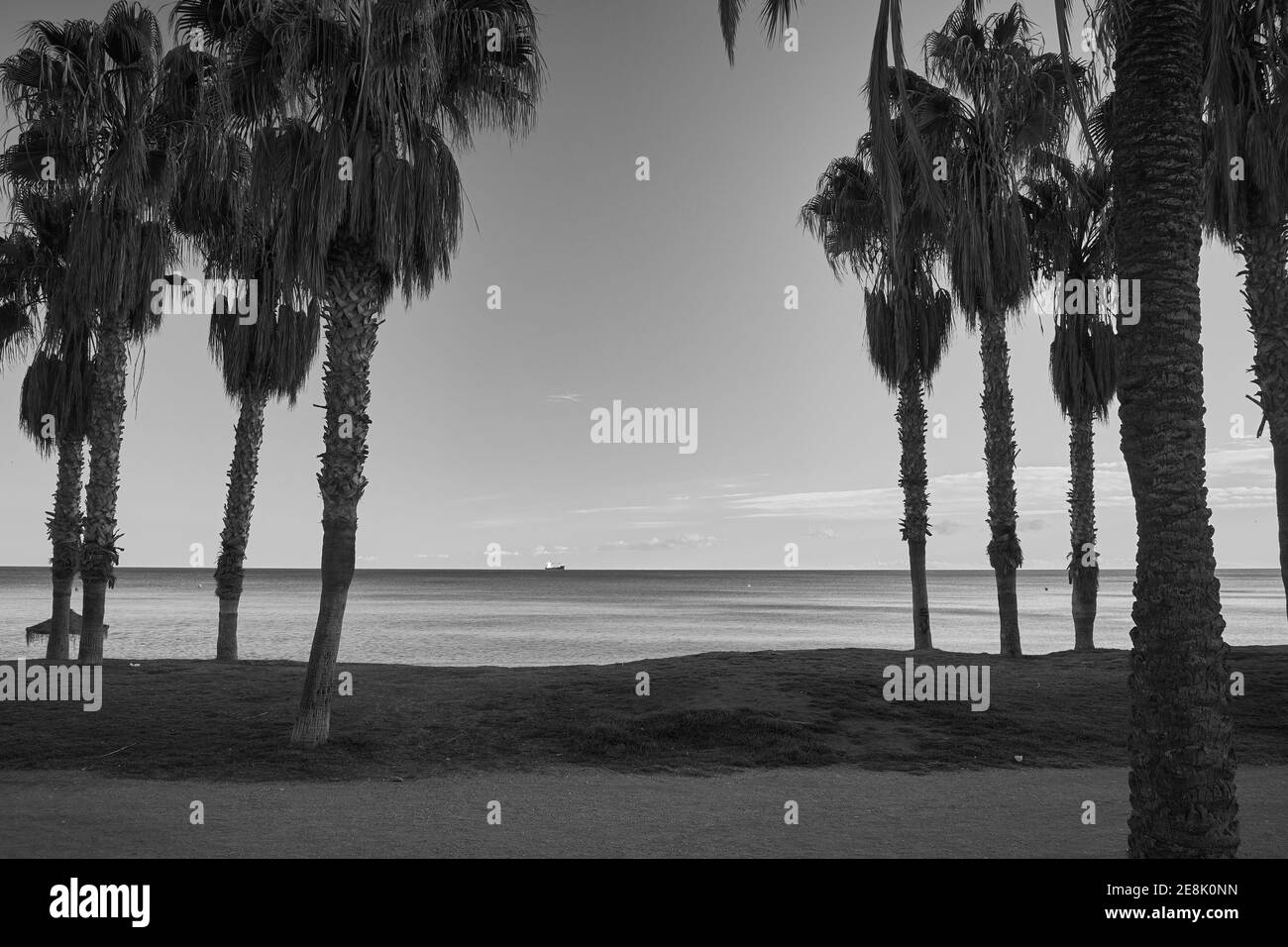 Plage de la Malagueta, Malaga, Andalousie, Espagne. Banque D'Images