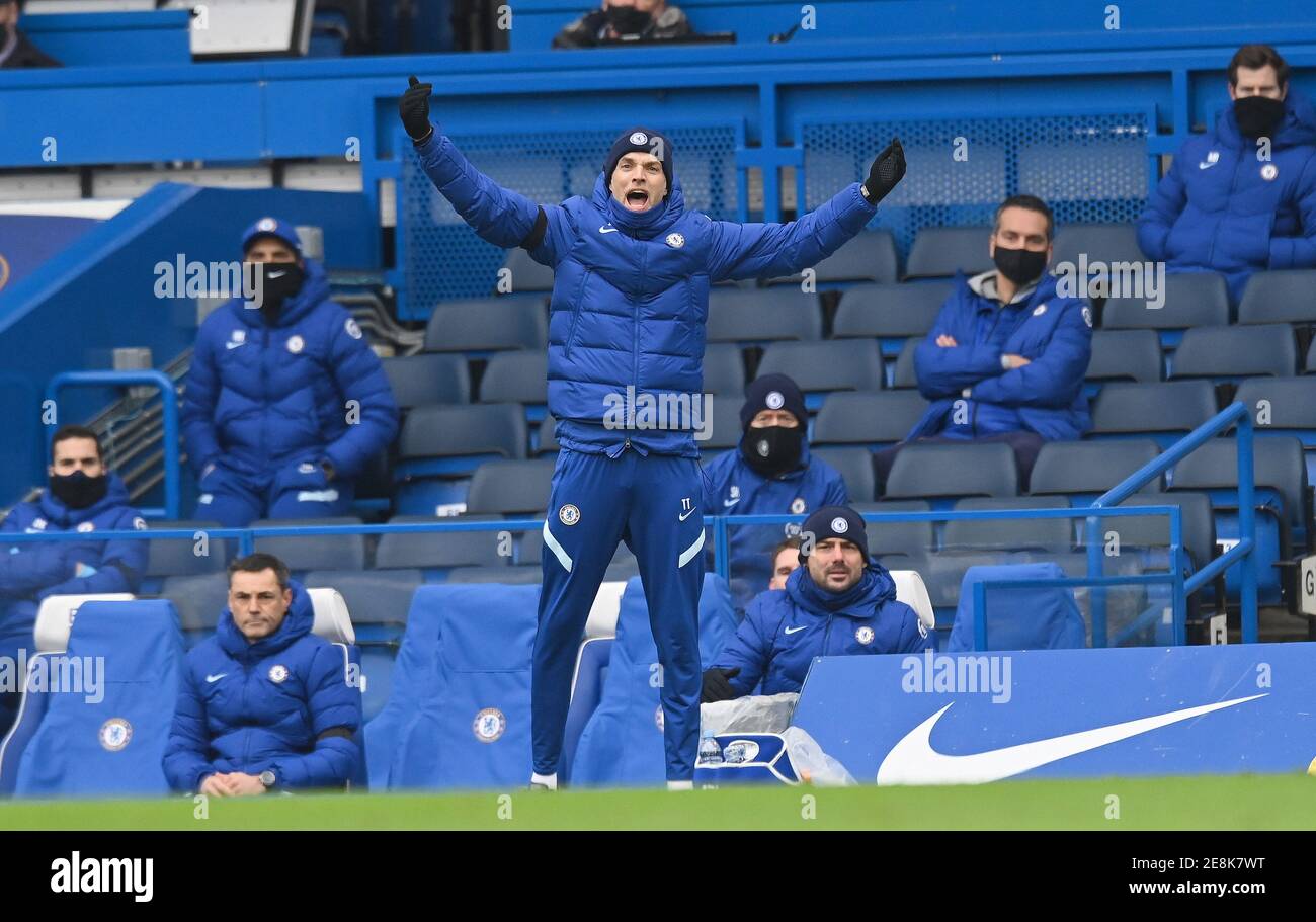 Stamford Bridge, Londres, le 31 janvier 2021 Thomas Tuchel, le directeur de Chelsea, lors de leur match de la Premier League contre Burnley crédit photo : © Mark pain / Alamy Live News Banque D'Images