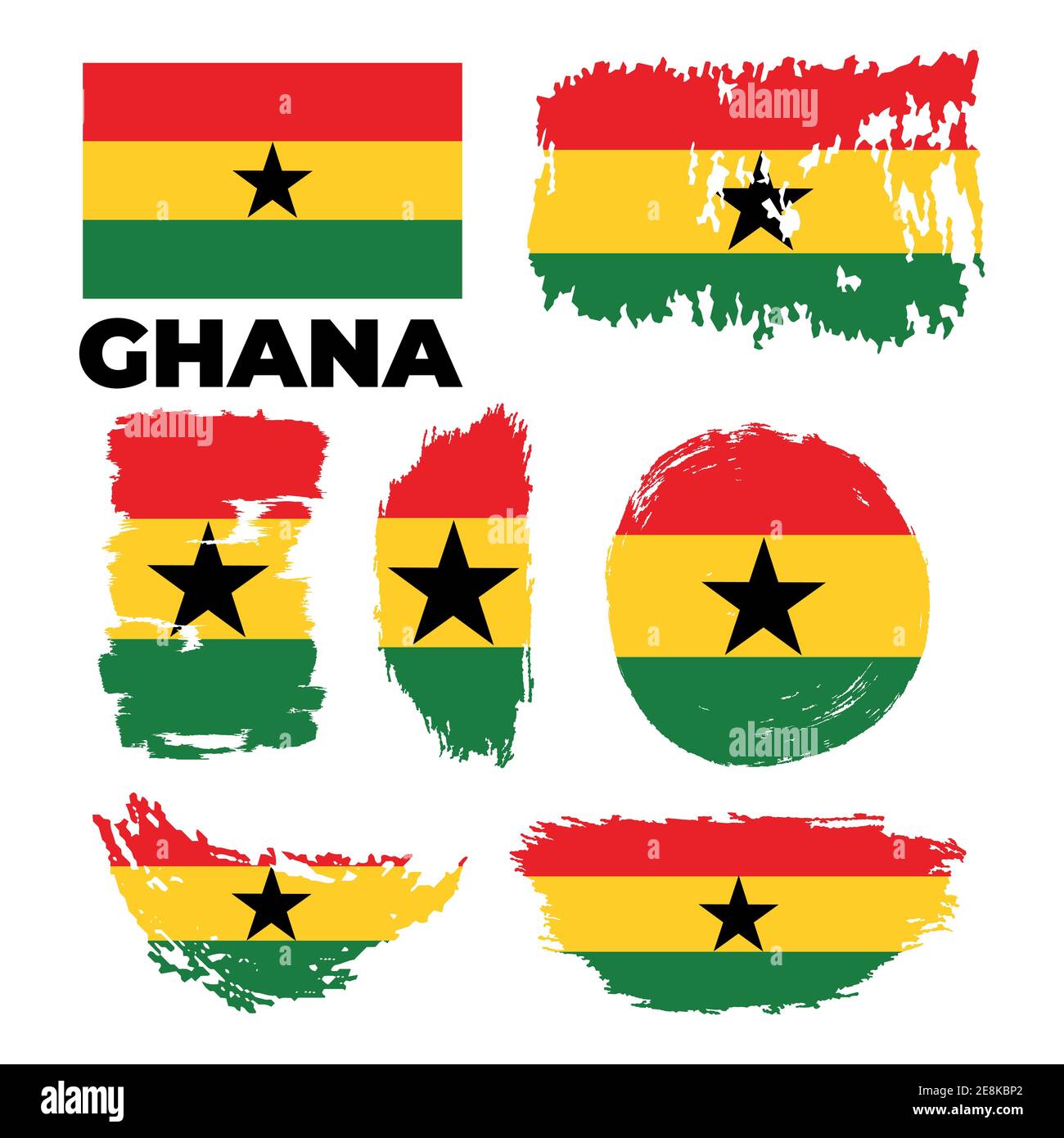 Drapeau du Ghana. Les traits de pinceau sont dessinés à la main. Vecteur Illustration de Vecteur
