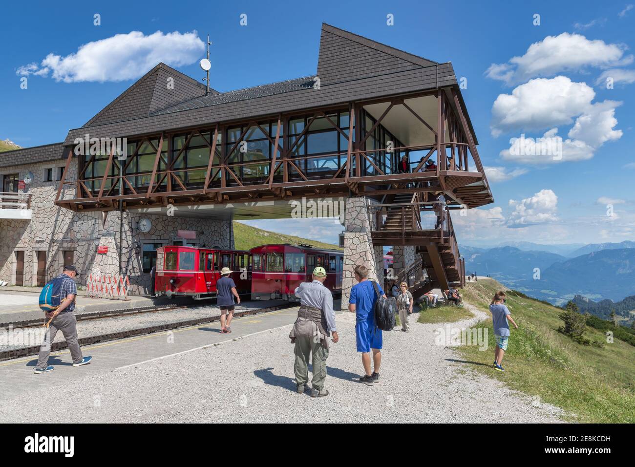 Gare de train à crémaillère en haut de Schafberg près de Austrian Sankt Wolfgang Banque D'Images