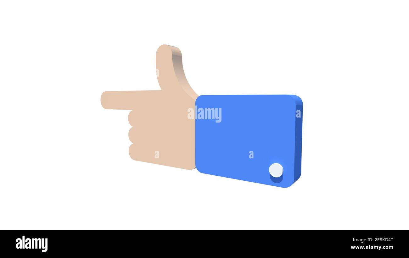 Illustration 3D cliquez à la main sur l'icône sur fond blanc avec un masque. Banque D'Images