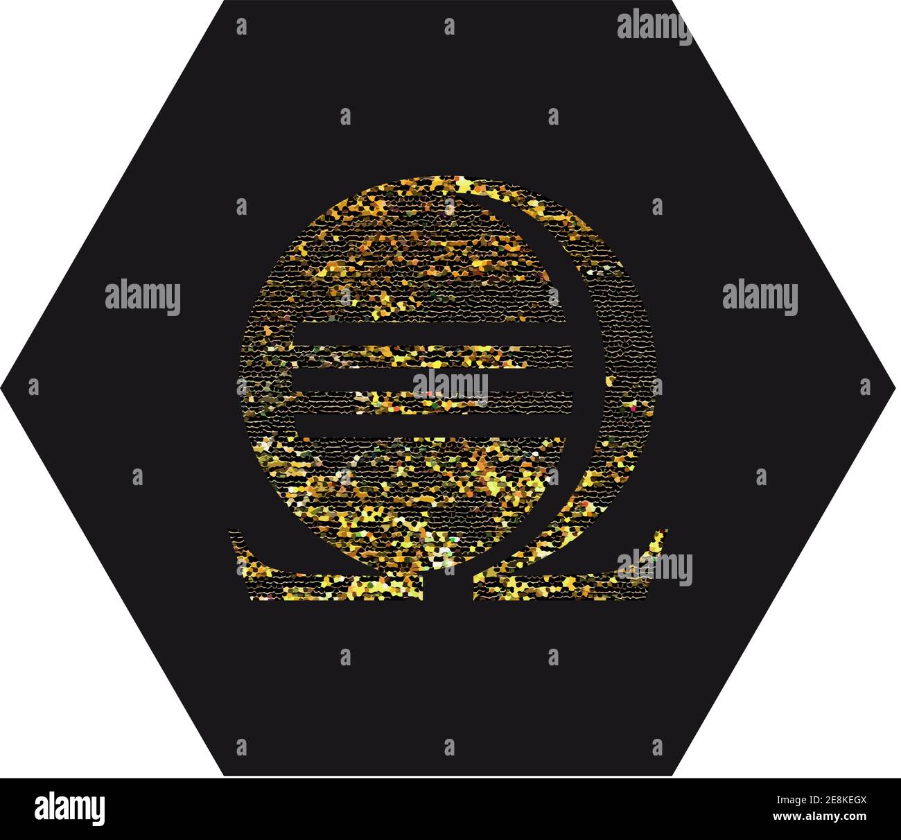 Signe omega, logo or, symbole de lettre Oméga grec doré, icône de luxe, graphique, vecteur isolé sur fond sombre . Illustration vectorielle Illustration de Vecteur