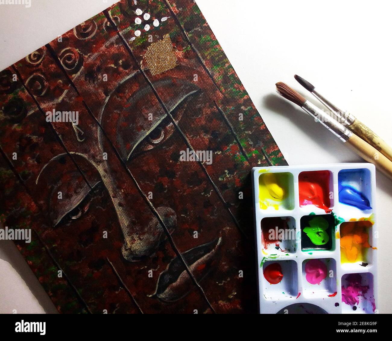 Art, peinture, couleur de l'huile statue de Bouddha, Thaïlande Banque D'Images