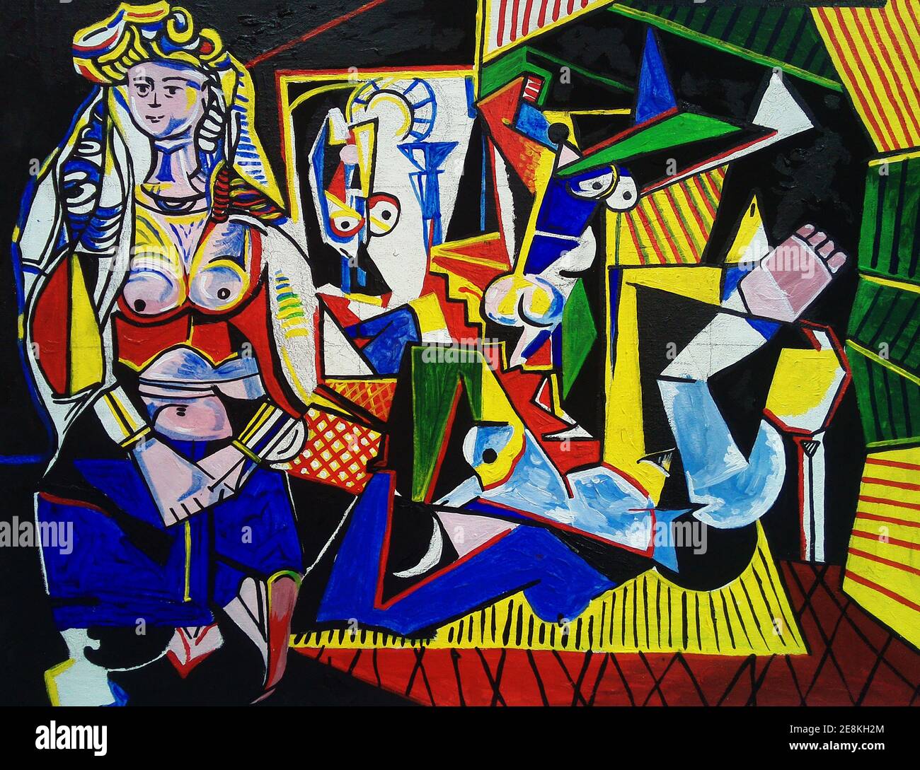 Peinture à l'huile couleur abstrait Triangle courbe carré cercle personne , pablo picasso Banque D'Images