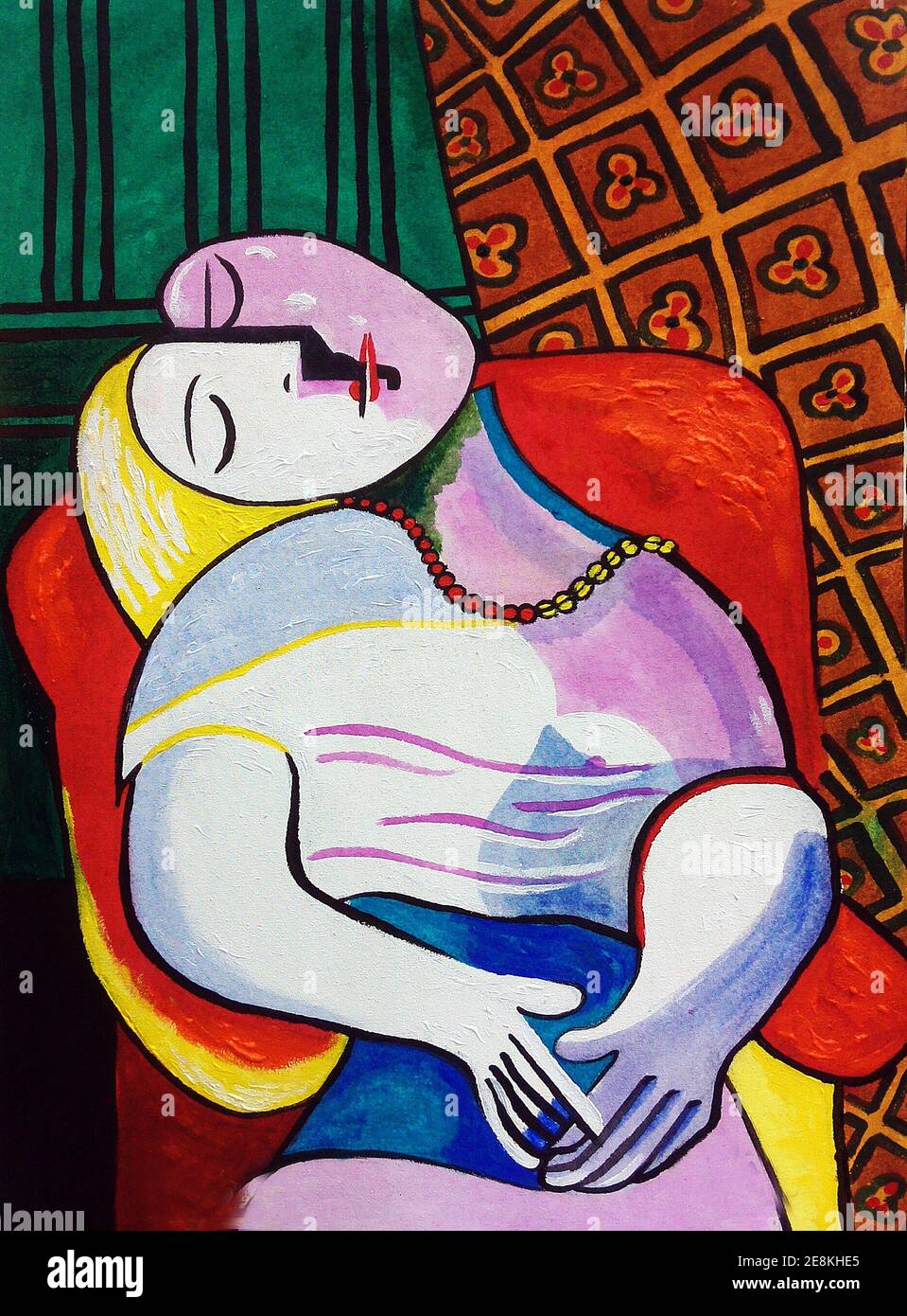 Le Rêve , art Girl peinture à l'huile la collection de peintures à l'huile colorées est un fond de Thaïlande , pablo picasso , formes géométriques Banque D'Images