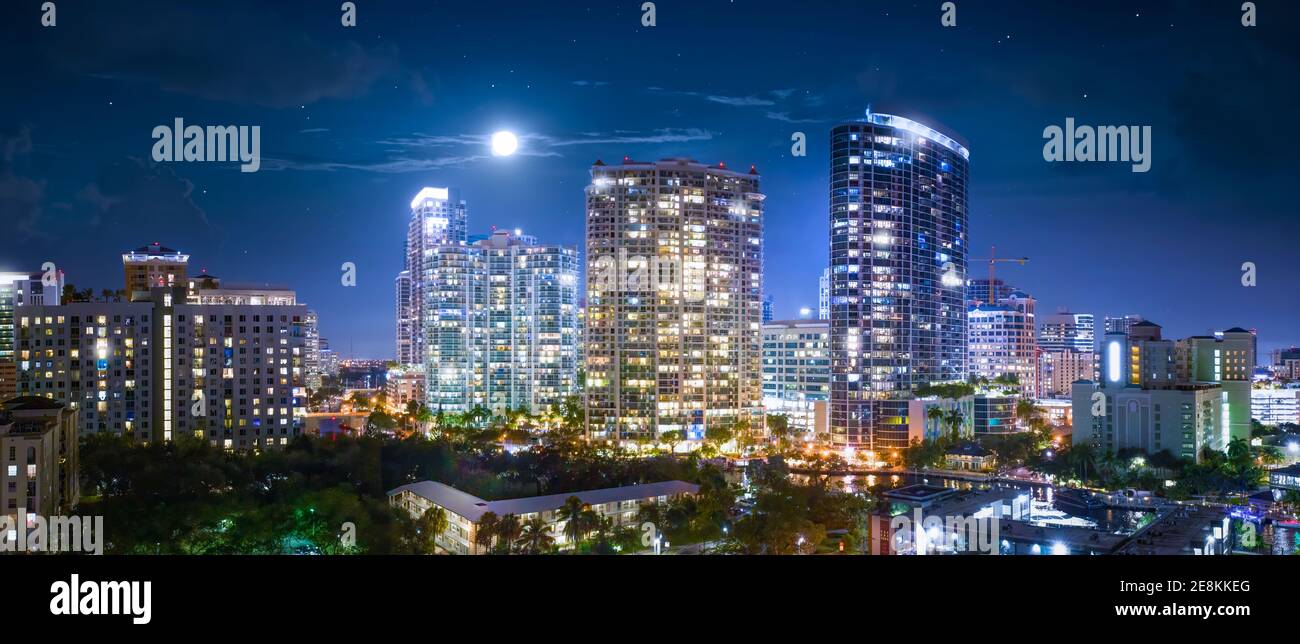 Vue panoramique sur une partie de fort Lauderdale, Floride. Banque D'Images Vue panoramique sur une partie de fort Lauderdale, Floride. Banque D'Images