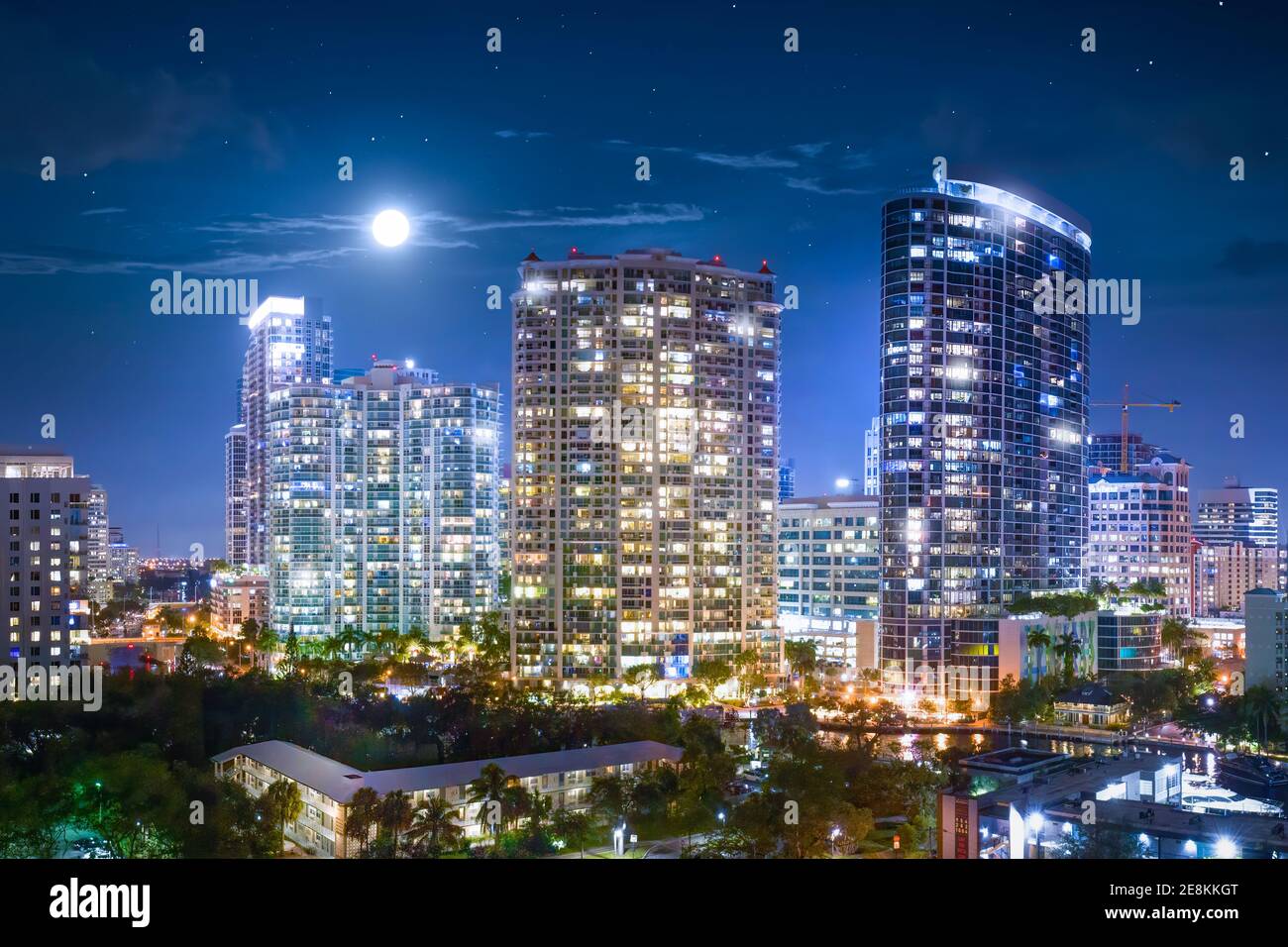 Vue aérienne d'une partie de la ligne d'horizon de fort Lauderdale. Banque D'Images Vue aérienne d'une partie de la ligne d'horizon de fort Lauderdale. Banque D'Images