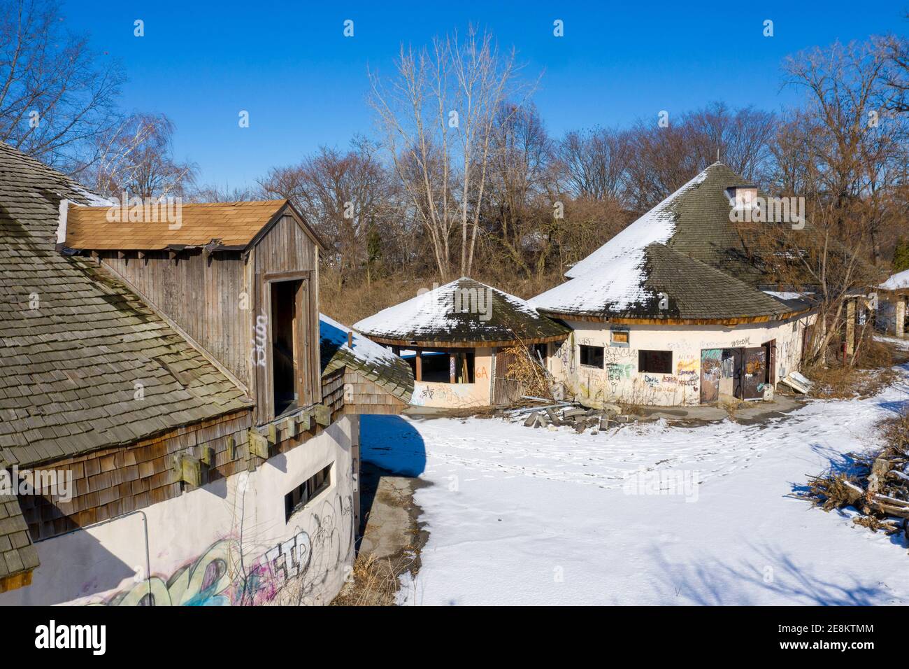 Detroit, Michigan - La Belle Isle Children's Zoo, qui a été fermée depuis une crise budgétaire de la ville en 2002. Banque D'Images