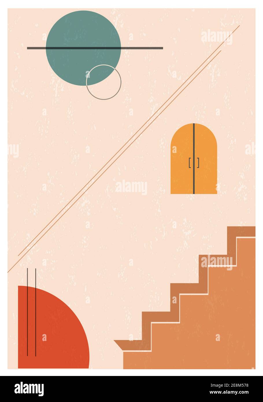 Peinture abstraite dans le style de l'art moderne minimaliste avec des éléments géométriques. Design pour cartes, affiches, médias sociaux et imprimés. Illustration vectorielle Illustration de Vecteur