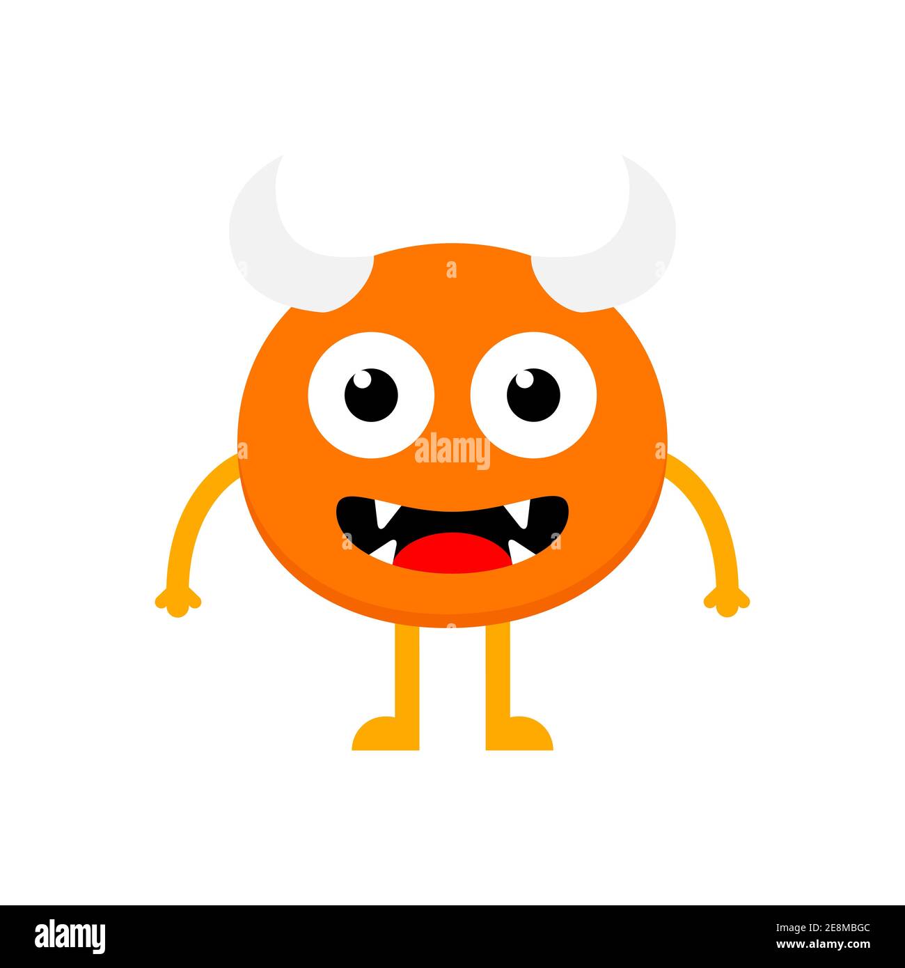 Mignon petit monstre de dessin animé avec cornes. Kawaii orange effrayant drôle de personnage de bébé plat icône. Illustration vectorielle Happy Halloween isolée sur fond blanc Illustration de Vecteur